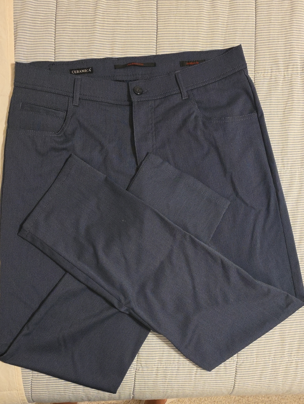 33/32 Alberto Ceramica Blue Slim Chinos for Men